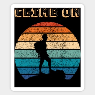 Climb On Outdoor Sports Retro Sunset Design Magnet